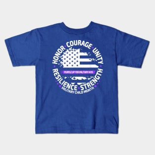 Purple Up for Military Kid Us Flag Cool Military Child Month Kids T-Shirt